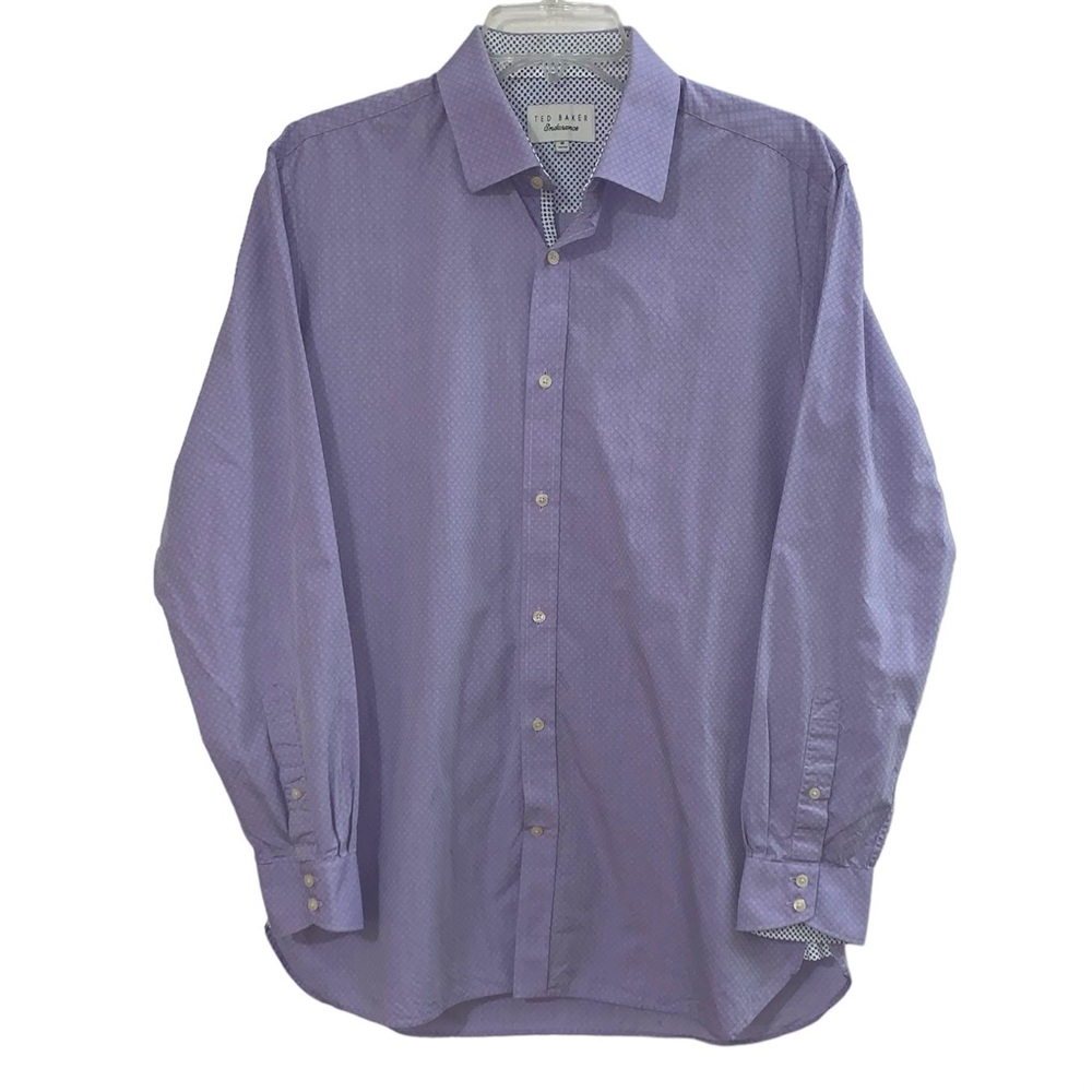 Ted Baker Endurance Men’s Long Sleeve Lilac Fitted Shirt Size 16 32/33